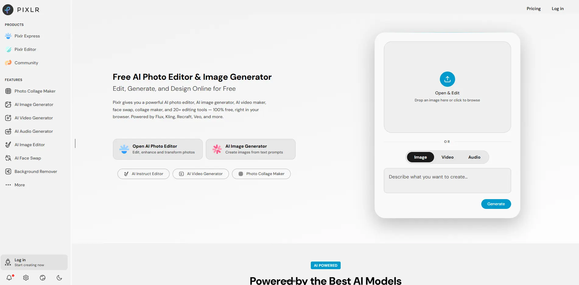 Pixlr's editor showing the free plan's daily save limit prompt asking the user to upgrade